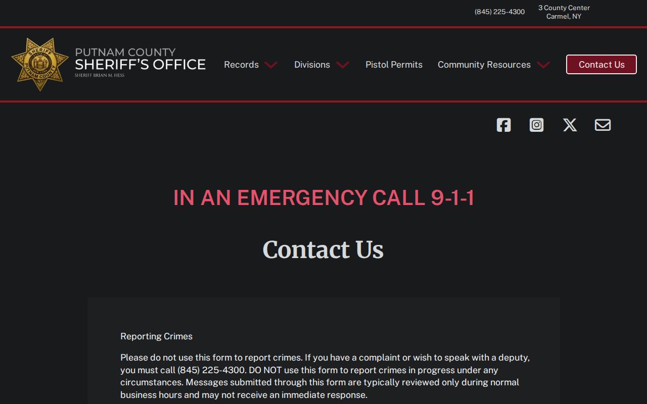 Putnam County arrest records and Sheriff FOIL request channels