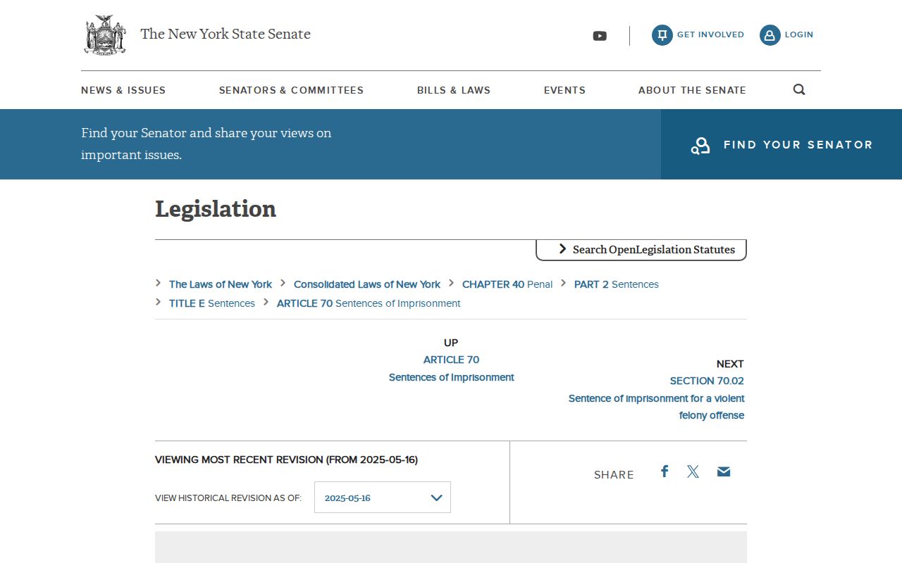 Brewster criminal record research using New York felony sentence ranges