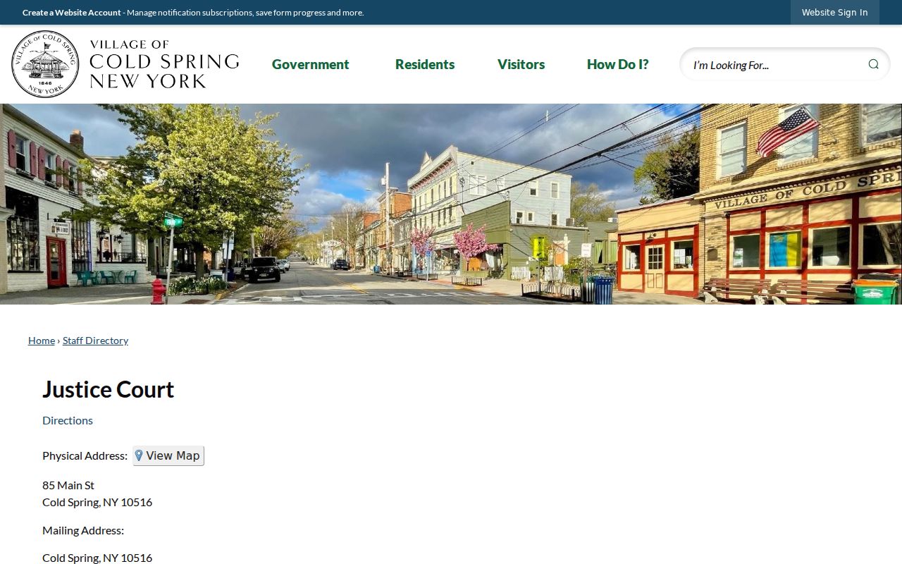 Cold Spring criminal history records at the official Justice Court directory