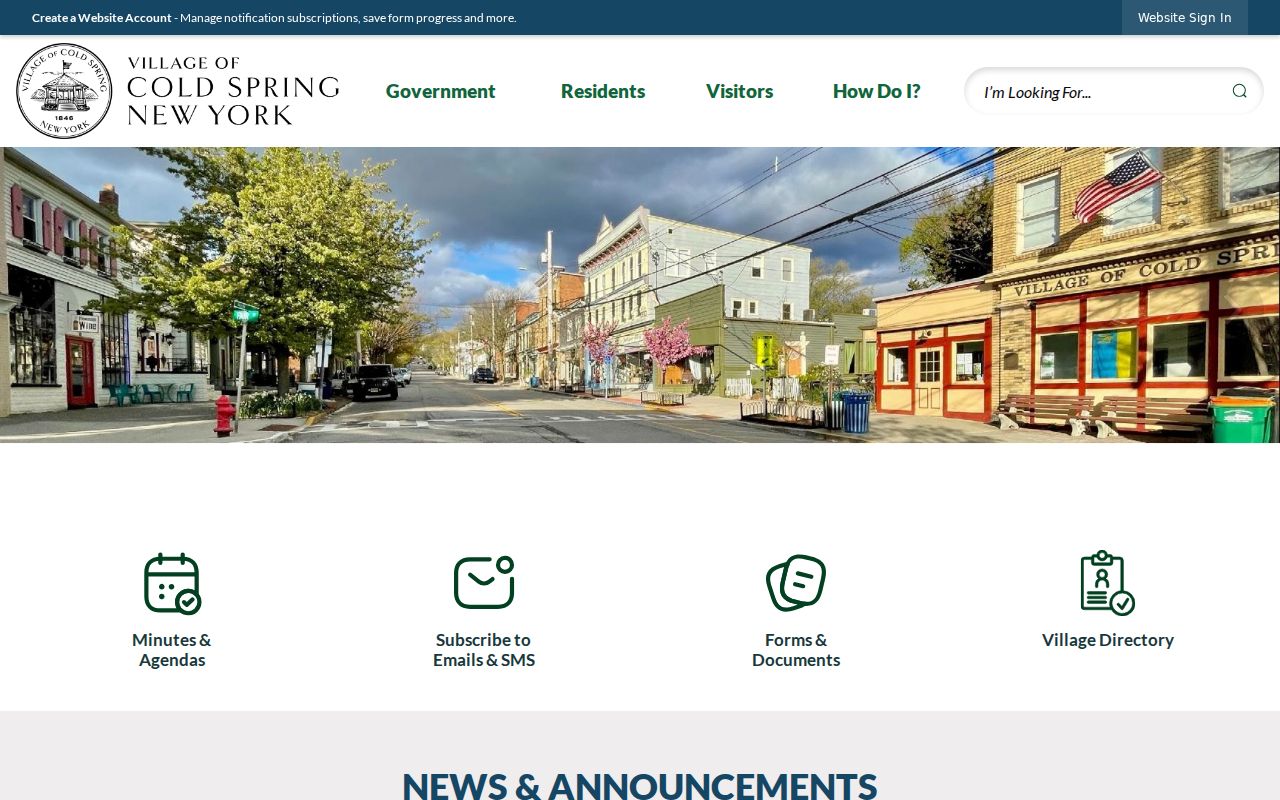 Cold Spring criminal history requests through the official village portal