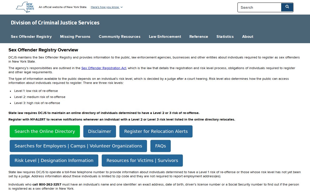 Putnam County sex offender check on the New York registry overview