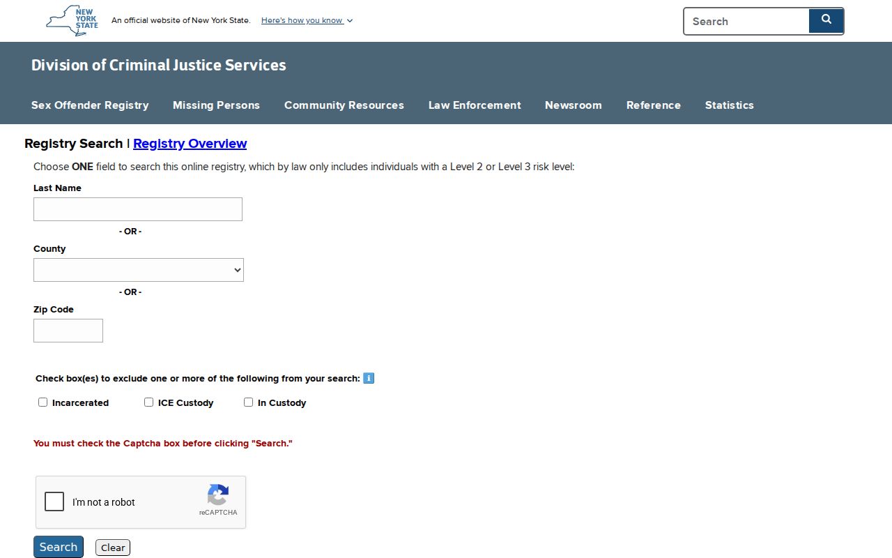 Putnam County sex offender registry search fields